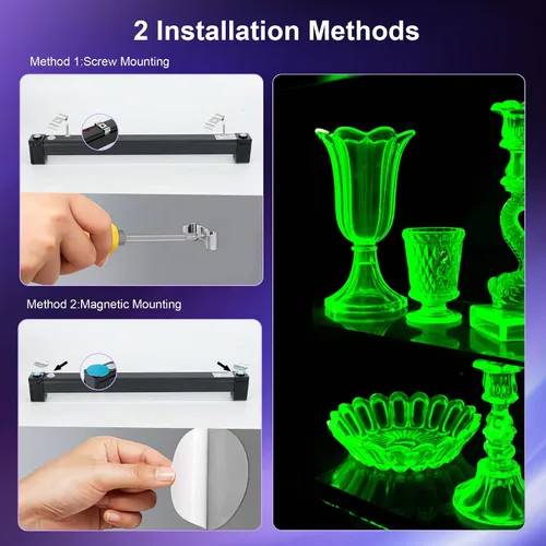 Miniatura 5 de Paquete de 4 Barras de Luz Negra Recargables 10W Operadas por Batería, Luces Negras Portátiles para Fiestas de Luz y Pesca