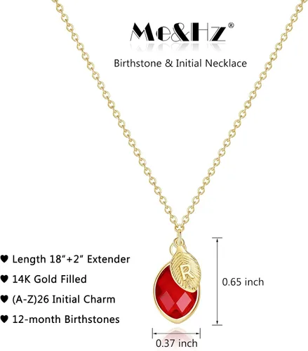 Miniatura 6 de Me&Hz Initial Birthstone Necklace for Women 14K Gold Filled Small Initial Necklace Crystal Birthstone Pendant Necklace for Girls Teens Mom Dainty