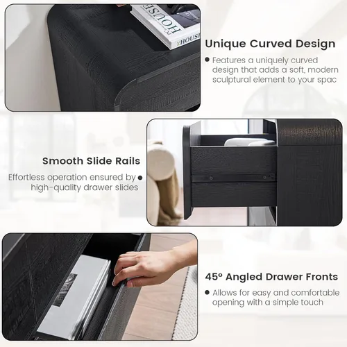 Miniatura 6 de Standifurno Cómoda de 29.5'' de Ancho para Clóset, Cajones Negros con Diseño Curvo, Cajonera con 5 Cajones, Cajón Vertical con Amplio