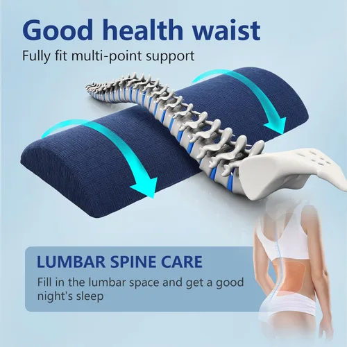 Miniatura 4 de Cozyhealth - 2.95 pulgadas de alto x 18.7 pulgadas de largo - Almohada lumbar suave y pequeña para dormir, cojín de apoyo lumbar de espuma Azul