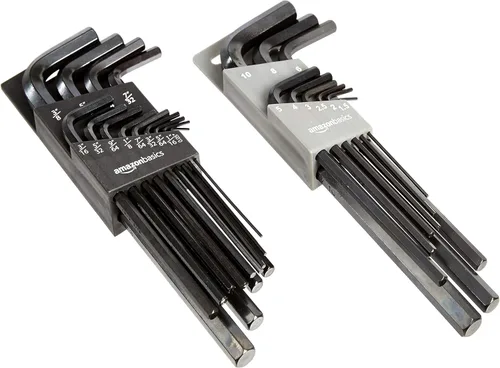 Amazon Basics Juego de llaves hexagonales de brazo largo de 22 piezas - SAE/métricas