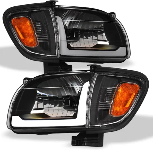 Miniatura 10 de 7422448547535 Compatible con Toyota Tacoma Switchback 2001-2004 Barra de tira LED secuencial de carcasa negra con luces de faro y lámparas