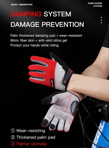 Miniatura 5 de Fullfinger - Guantes de ciclismo para hombres y mujeres, guantes de ciclismo para pantalla táctil, guantes de ciclismo para hombres, accesorios