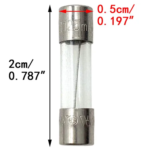 Miniatura 2 de Vidrio T125mAL250V 0.197x0.787 in lento para altavoces Fusible 125mAMP 0.125AMP 10PCS (T125mA)