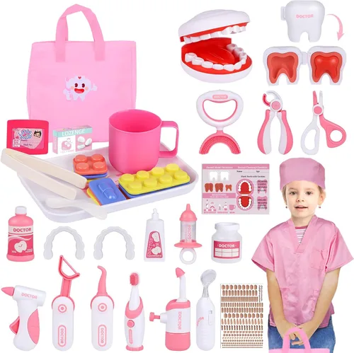 Miniatura 6 de Gifts2U Kit de dentista para niños, 42 piezas de kit médico para niños pequeños, juego de dentista educativo para niños, regalo para niñas y niños