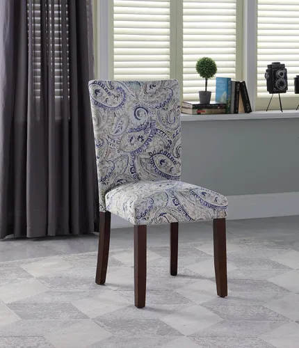 Miniatura 220 de Homepop Silla de comedor con detalles festoneados, sillas de comedor Parsons tapizadas, muebles decorativos para el hogar, tejido gris claro