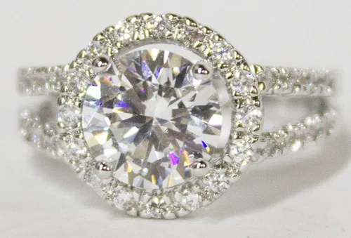 Miniatura 2 de Anillo de vestir chapado en rodio para mujer, corte brillante CZ 110