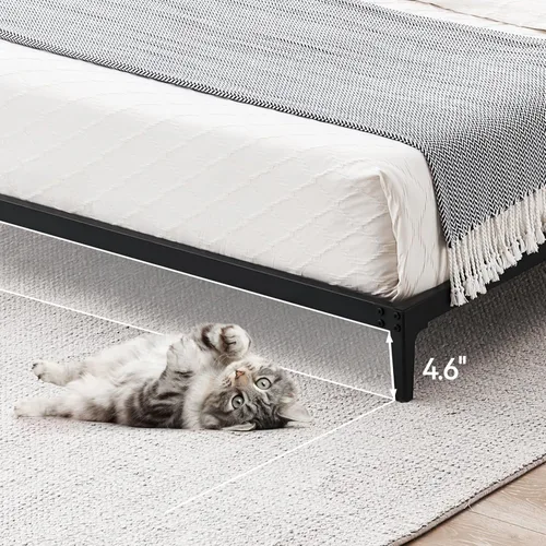 Miniatura 5 de IDEALHOUSE Marco de cama matrimonial de plataforma de metal resistente, almacenamiento debajo de la cama de 6 pulgadas de alto, marcos de cama