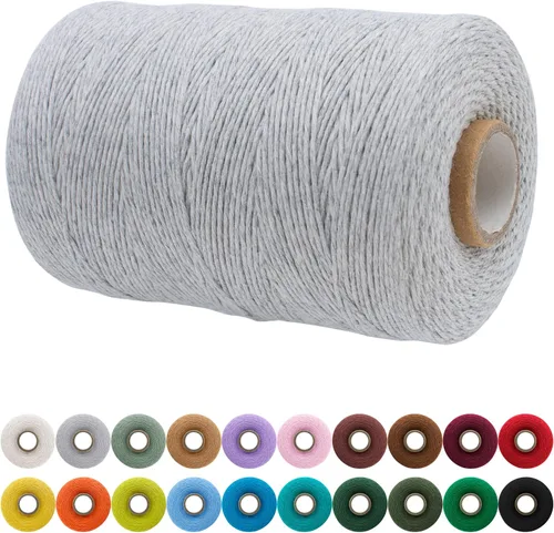 Miniatura 112 de JeogYong Cordón de macramé de un solo hilo 2mm x 164 yardas (492 pies) Cuerda de algodón suave, hilo de macramé 2 mm, suministros de macramé