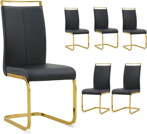 Miniatura 14 de Juego de 2 sillas de comedor modernas con esponja de alta densidad tapizada y patas de metal, sillas para comedor, sillas de comedor de piel