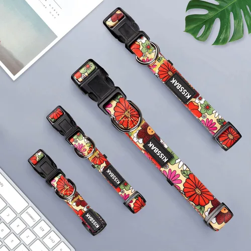 Miniatura 2 de Collar de perro para perros pequeños, diseño especial lindo collar de perrita, suave, ajustable, elegante y floral para cachorro (S, Flor de Loto)