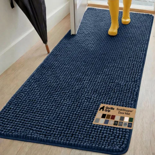Miniatura 21 de GORILLA GRIP SOAKSTOPPER - Tapete para puerta de perro, 30 x 20 pulgadas, lavable a máquina, absorbente, captura la humedad, barro, suciedad, Negro