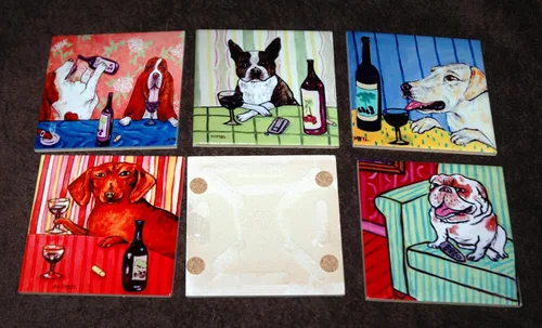 Miniatura 2 de Cairn Terrier Talking on a Cell Phone Dog art tile coaster (Size: 4.25x4.25, Backing: with 4 cork dots)