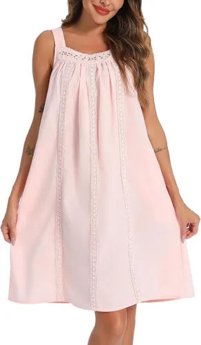Miniatura 2 de YOZLY - Camisones de algodón sin mangas para mujer, camisón de tanque de noche con bolsillos