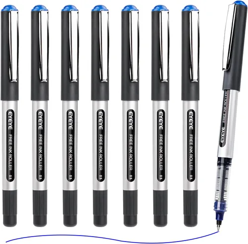 Miniatura 14 de EYEYE Paquete de 25 bolígrafos azules de punta extra fina de 0.020 in, secado rápido, tinta líquida, bolígrafo de escritura suave para diario, toma