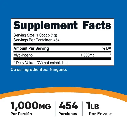 Miniatura 2 de Nutricost - Polvo de Inositol 1LB (454 Gramos) - Sin gluten, sin OMG