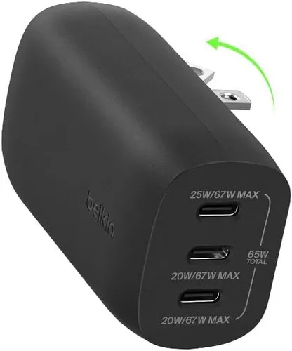 Miniatura 9 de Belkin Bloque de cargador USB C de 3 puertos de 67 W - PPS USB-C PD3.1 PPS carga súper rápida - Samsung Galaxy S26, Apple iPhone 17, Air, Pro