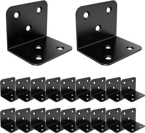 20 soportes de esquina de metal, soportes de 1.5 pulgadas de largo para madera, soporte de esquina ancha de 90 grados, soporte de esquina de metal