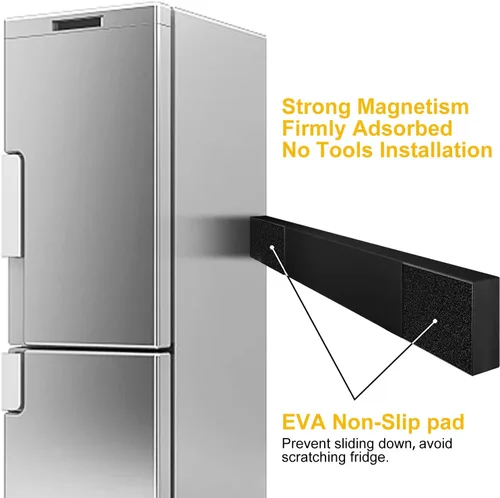 Miniatura 4 de Tira magnética negra para cuchillos para refrigerador, soporte magnético de acero inoxidable de doble cara de 17 pulgadas con ganchos
