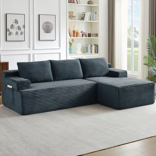 Miniatura 14 de 141" Oversized U Shaped Cloud Sectional Couches with Storage Console for Living Room, Corduroy Compressed Boneless Couch, Symmetrical Sofa & Couch