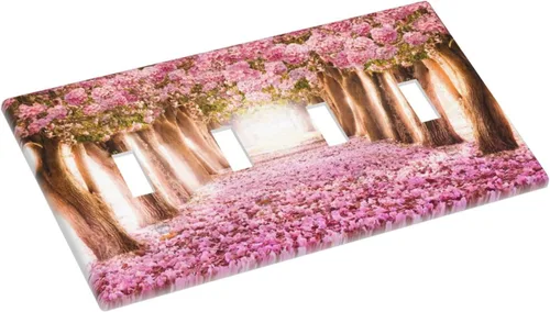 Miniatura 65 de Cubiertas de placa de pared de 3 gang con interruptor de luz de triple palanca, en negro y dorado con esplendor de oro rosa, estampado floral