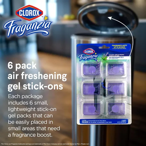 Miniatura 3 de Clorox Fraganzia - Gel ambientador adhesivo para botes de basura, Lavanda con aroma a eucalipto, sin enchufe, desodorante adhesivo para botes