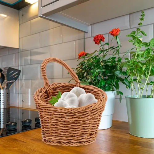 Miniatura 4 de Ciieeo Cesta colgante de cocina para almacenamiento de cebolla y ajo, cesta colgante de mimbre para colgar en la pared, organizador de ahorro