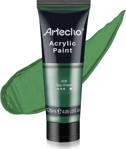 Miniatura 11 de Artecho - Pintura acrílica blanco titanio (120 ml / 4.05 oz), tubos de pintura para manualidades artísticas sobre lienzo, piedra, roca, madera