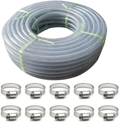 Tubo de vinilo de PVC trenzado transparente de alta presión, flexible, 3/4" DI, 50 metros