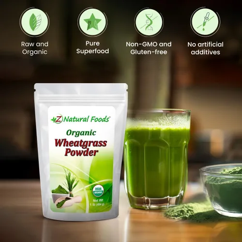 Miniatura 5 de Z Natural Foods Polvo de pasto de trigo orgánico, polvo de superalimento verde para batidos, jugos, batidos y recetas, polvo rico en nutrientes