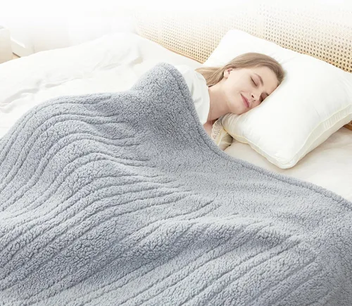Miniatura 18 de Manta térmica de sherpa de doble cara, manta eléctrica de calefacción suave para cama, sistema de seguridad automático, 6 niveles de calefacción y 4