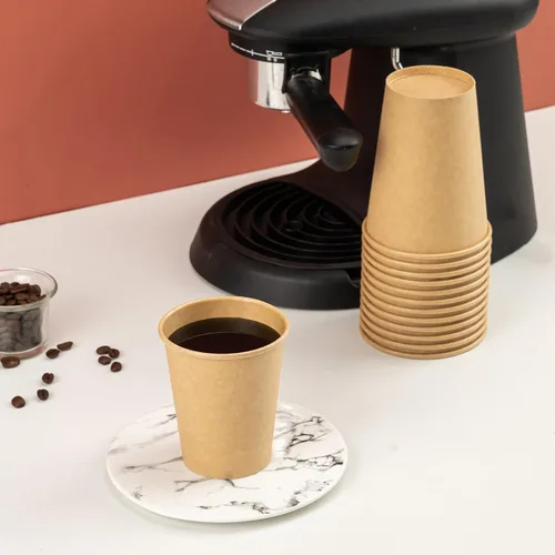 Miniatura 2 de RACETOP Paquete de 100 tazas de café de 12 onzas, tazas de café desechables, vasos de papel Kraft, tazas calientes sin blanquear para el hogar