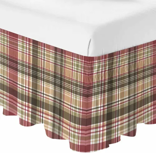 Falda de cama vintage a cuadros, tamaño King de 18 pulgadas de caída, ajustable y elástica, plisada, con volantes de polvo de lujo para cama