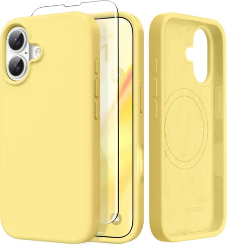 Miniatura 135 de GONEZ Funda de silicona para iPhone 14 Pro Max, compatible con MagSafe, con protector de pantalla + protector de lente de cámara, silicona líquida a