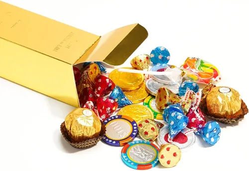 Miniatura 3 de UnicoPak Paquete de 30 cajas de regalo de fiesta de barra dorada, cajas de regalo doradas de papel de aluminio simulado, cajas de dulces decoradas
