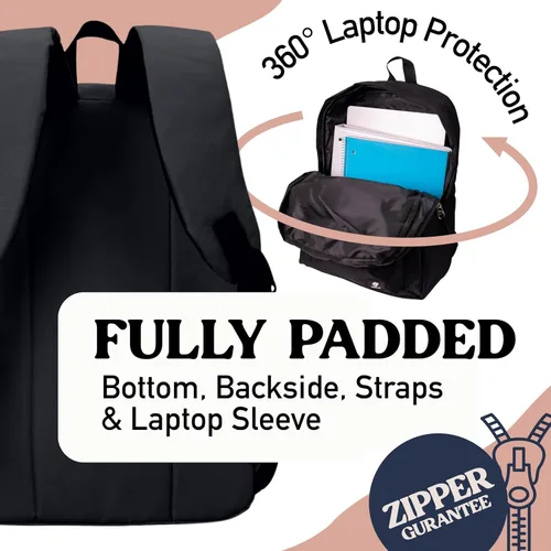 Miniatura 3 de Fenrici - Mochila para niñas, niños y adolescentes, mochila reciclada para laptop, de 16 x 13.5 pulgadas, Computadora portátil, M, Negro