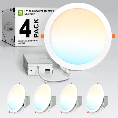 Miniatura 26 de ASD Paquete de 6 luces LED empotrables de 4 pulgadas, 12 W, 5 CCT 2700K-5000K CRI90+, luces de techo regulables ultrafinas con clasificación IC
