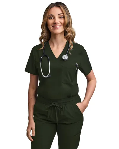 Miniatura 45 de Green Town Conjunto de ropa quirúrgica para mujer, pantalón deportivo y parte superior con cuello en V, 5 bolsillos, cintura de yoga, uniforme