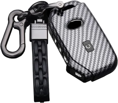 Miniatura 13 de SANRILY Funda de llave para Kia Telluride Remote Key Case Shell Holder con llavero, Negro