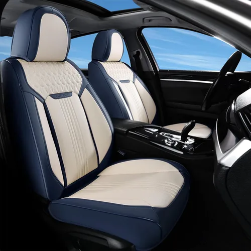 Miniatura 28 de Coverado Juego Completo de Fundas de Asiento de Automóvil, Fundas de Asiento de Cuero de Lujo para Delantero y Trasero, Fundas de Asiento En