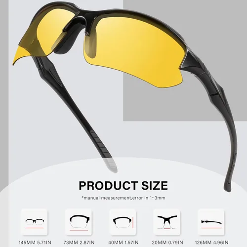 Miniatura 5 de Paquete de 3 lentes polarizados de visión nocturna para hombres, conducción, ciclismo, deporte, noche, antirreflejos, lentes amarillas, marco ligero