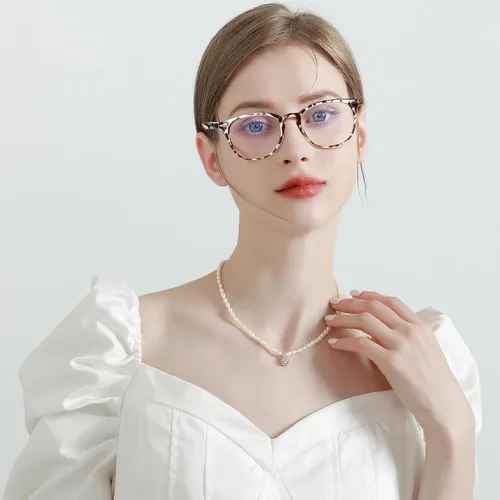 Miniatura 4 de Henotin - Paquete de 6 lentes de lectura para hombres y mujeres, con bloqueo de luz azul, elegantes, para computadora, con estuche de cuero