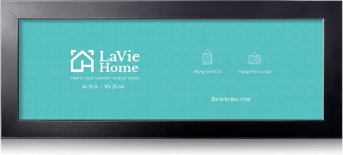 LaVie Home Marco de Fotos 4x10 Negro, Marco de Fotos Panorámico para Decoración de Pared, Estilo Clásico Negro Minimalista Adecuado para Decorar