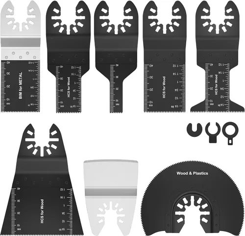 Miniatura 3 de Juego de 8 Hojas de Sierra Oscilante Bimetálicas de Acero Inoxidable Kit de Hojas Multiherramienta de Liberación Rápida Hojas Oscilantes de Corte