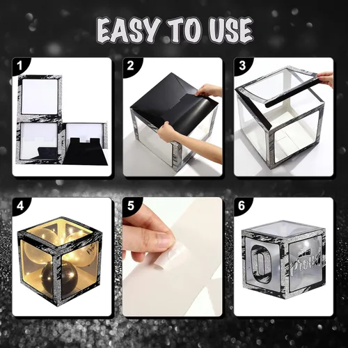 Miniatura 6 de Woanger 44 piezas de decoración de caja de graduación 2026 – Juego de cajas de fiesta de graduación de felicitaciones con cuerdas de luz LED y Negro