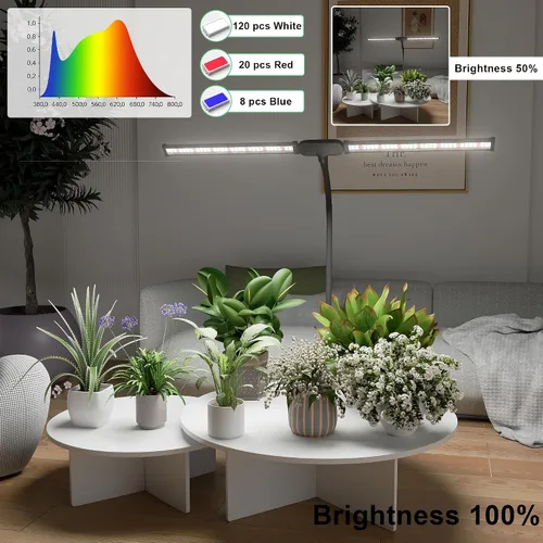 Miniatura 3 de Luz LED de cultivo, súper brillante de 6000K, luz de crecimiento para plantas de espectro completo, blanca, con clip y cabezal doble giratorio