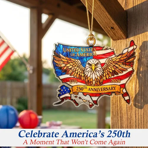 Miniatura 4 de Adorno de 250 aniversario de Estados Unidos – Adorno acrílico de bandera estadounidense – Mercancía de Estados Unidos 250 – Decoraciones del 4
