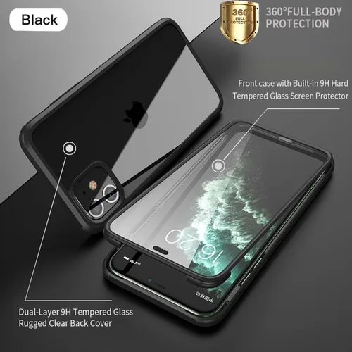 Miniatura 7 de Funda para iPhone 11 con protector de pantalla [vidrio templado 9H integrado], protección de cuerpo completo 360 de doble capa protectora