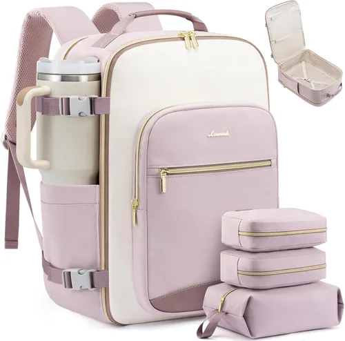 Miniatura 18 de LOVEVOOK Mochila de Viaje Grande para Mujeres Equipaje de Mano Mochila Bolsas de Artículos Personales Esenciales, Caqui-beige, Mochilas de viaje