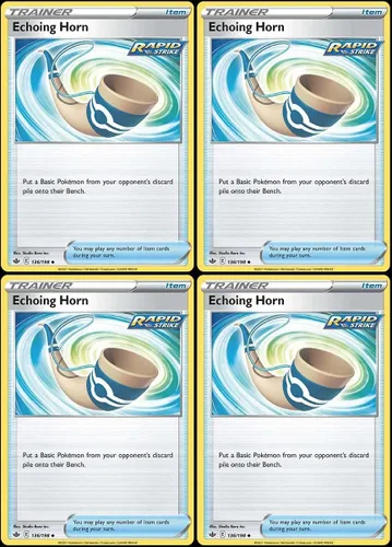 Pokemon Echoing Horn 136/298 - Reinado escalofriante - Lote de cartas de entrenador de golpe rápido - Juego x4